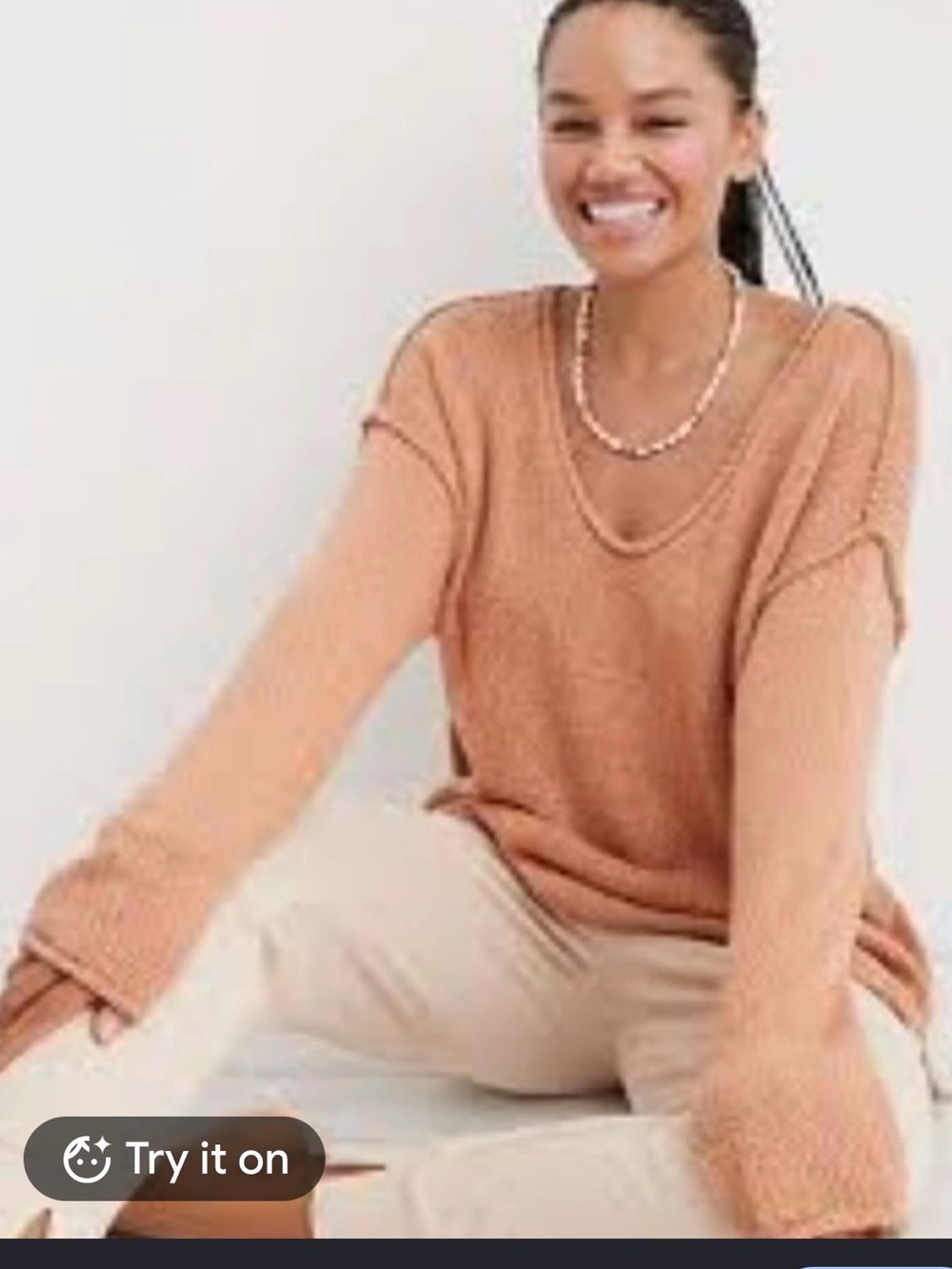 aerie Lightweight Scoop Neck Sweater - Terracotta